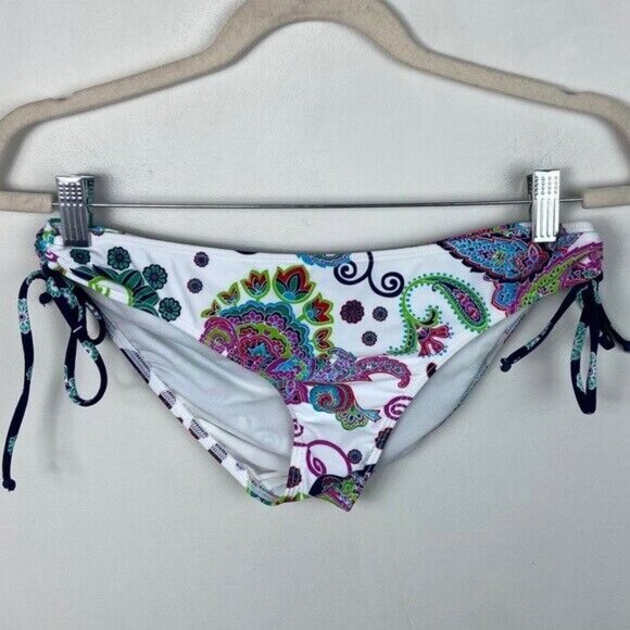NWT ABS Allen Schwartz Bikini Triangle Top Tie Bottom Top Size 4 Bottoms Medium - Picture 3 of 12